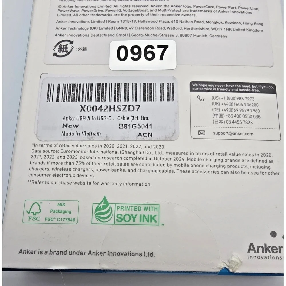 Anker 310 USB-A to USB-C Cable 2-Pack 3ft Black Braided Series 3 – B81G5 New